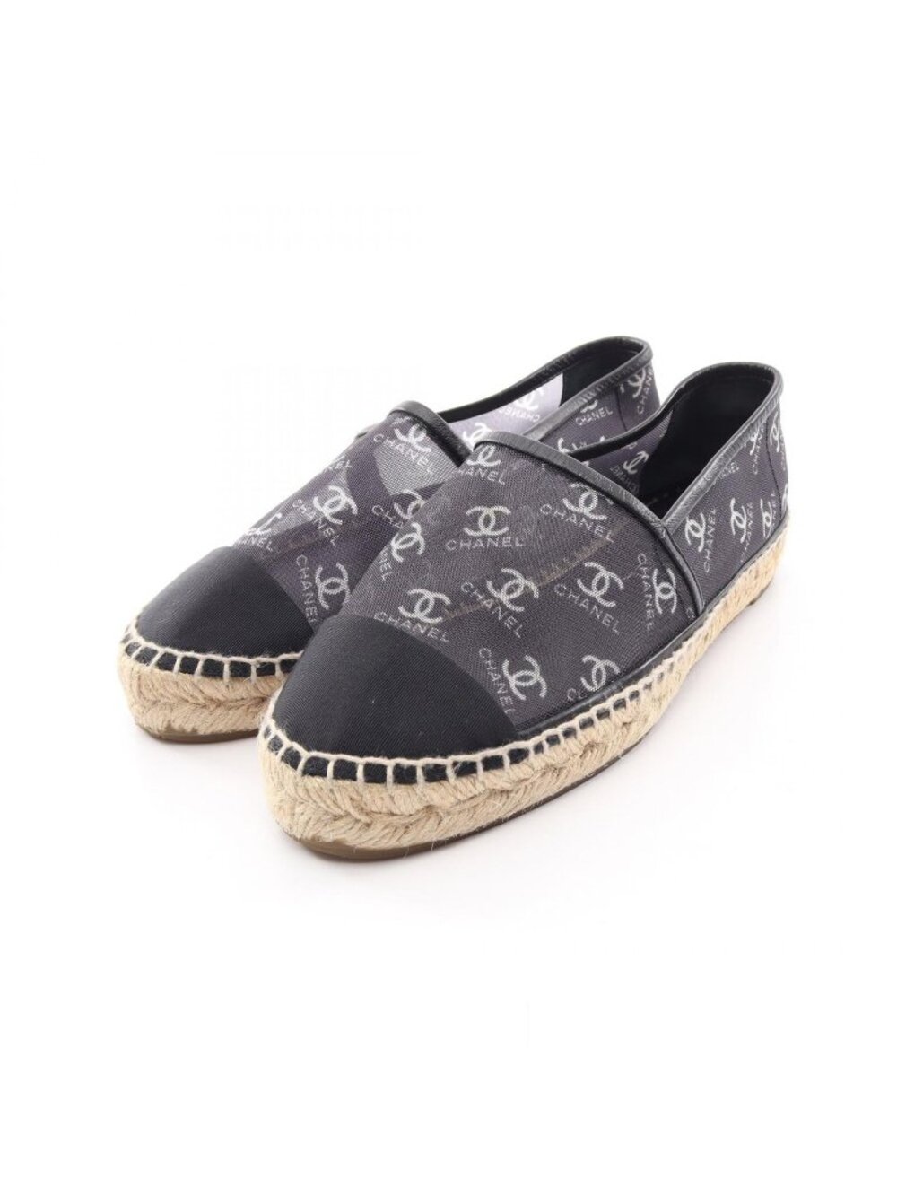 Chanel CC Logo Espadrilles Mesh Slip on Slipper